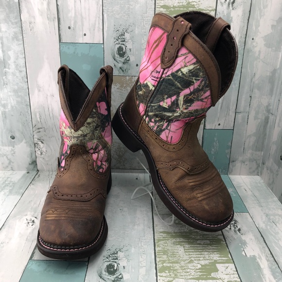 pink camo work boots